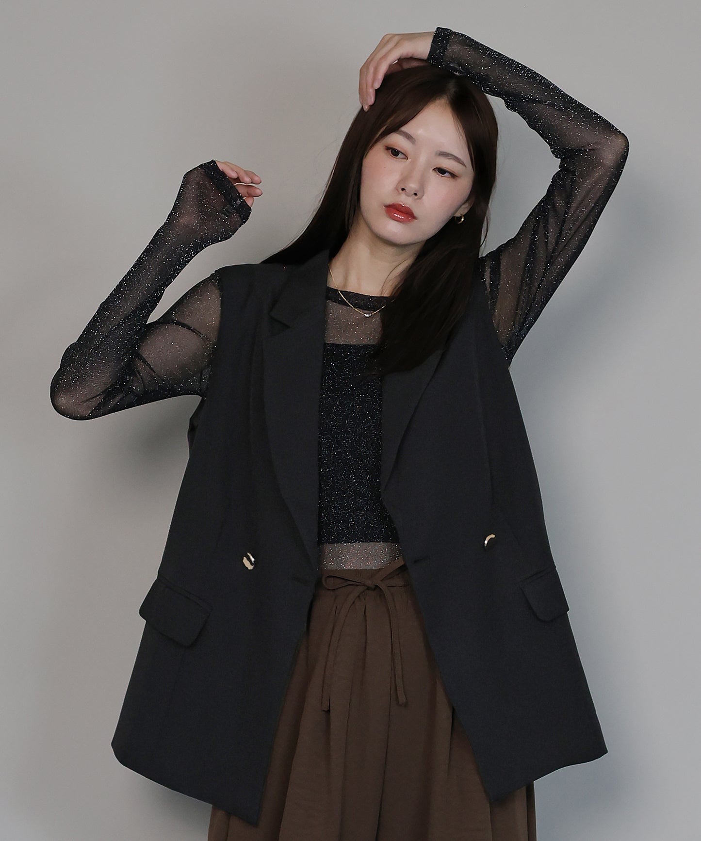 【TIME SALE】ニュアンスボタンテーラードジレ[ J by blue ]