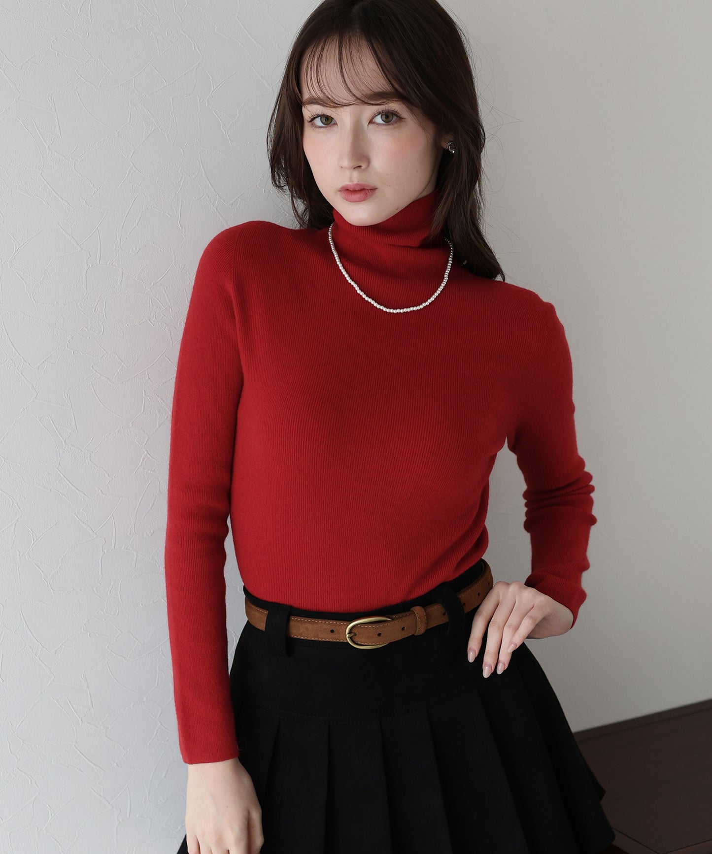 ウール混タートルネックニット