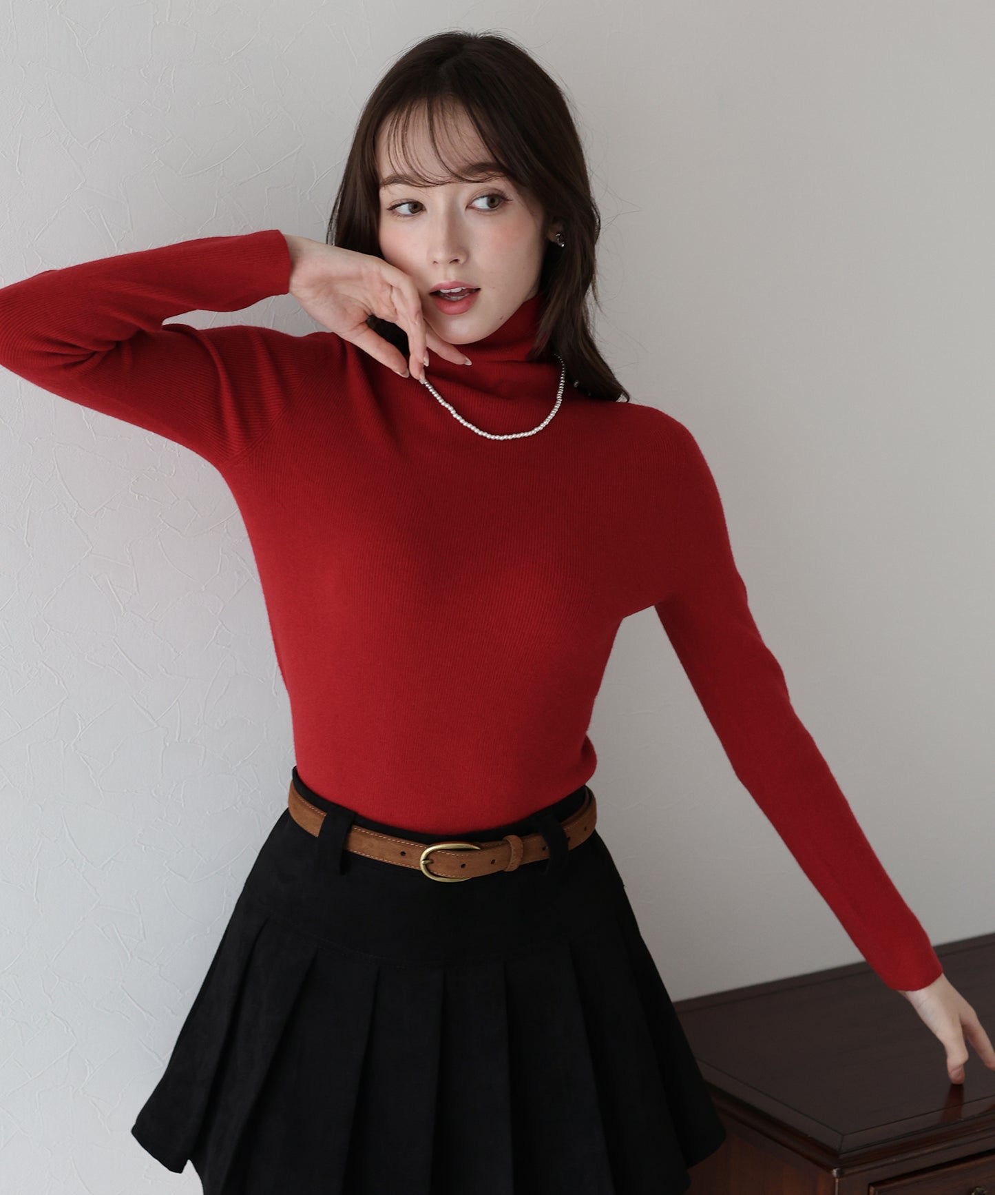 ウール混タートルネックニット