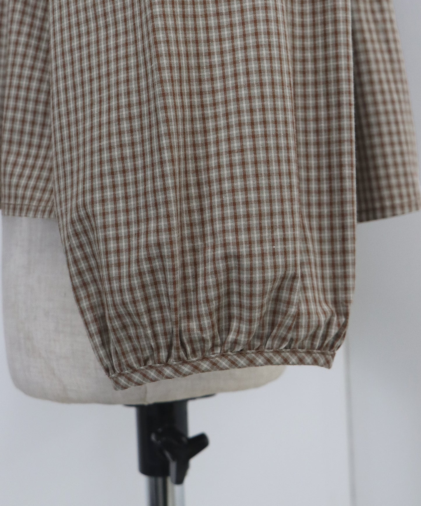 【TIME SALE】チェックリボンペプラムブラウス【ネコポス】