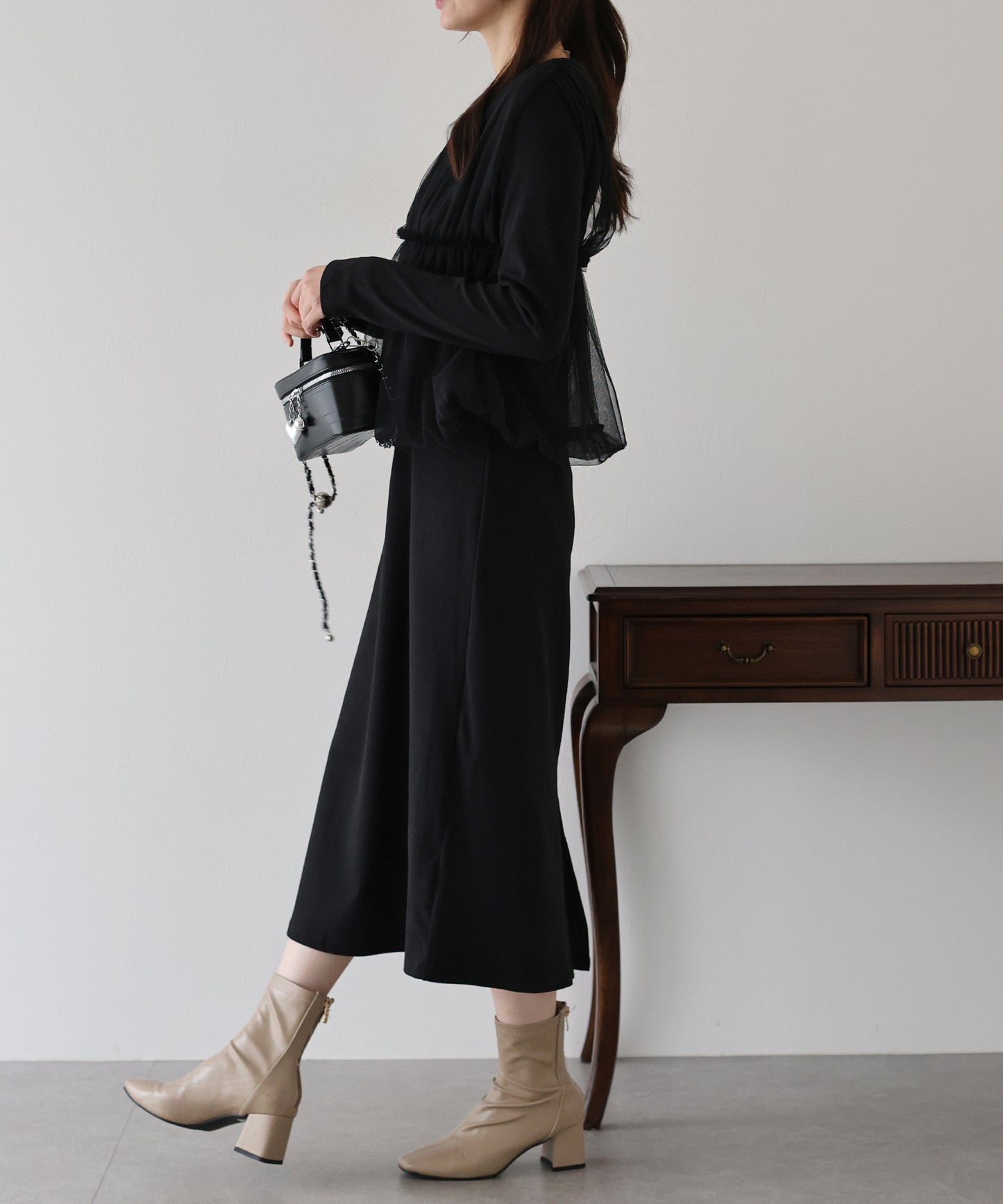 チュールバルーンドッキングワンピース