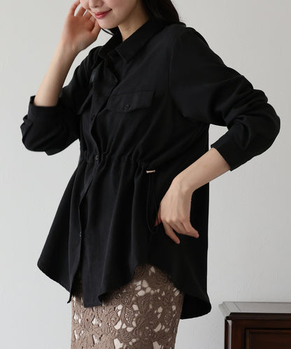【SALE】ウエストギャザーペプラムシャツ