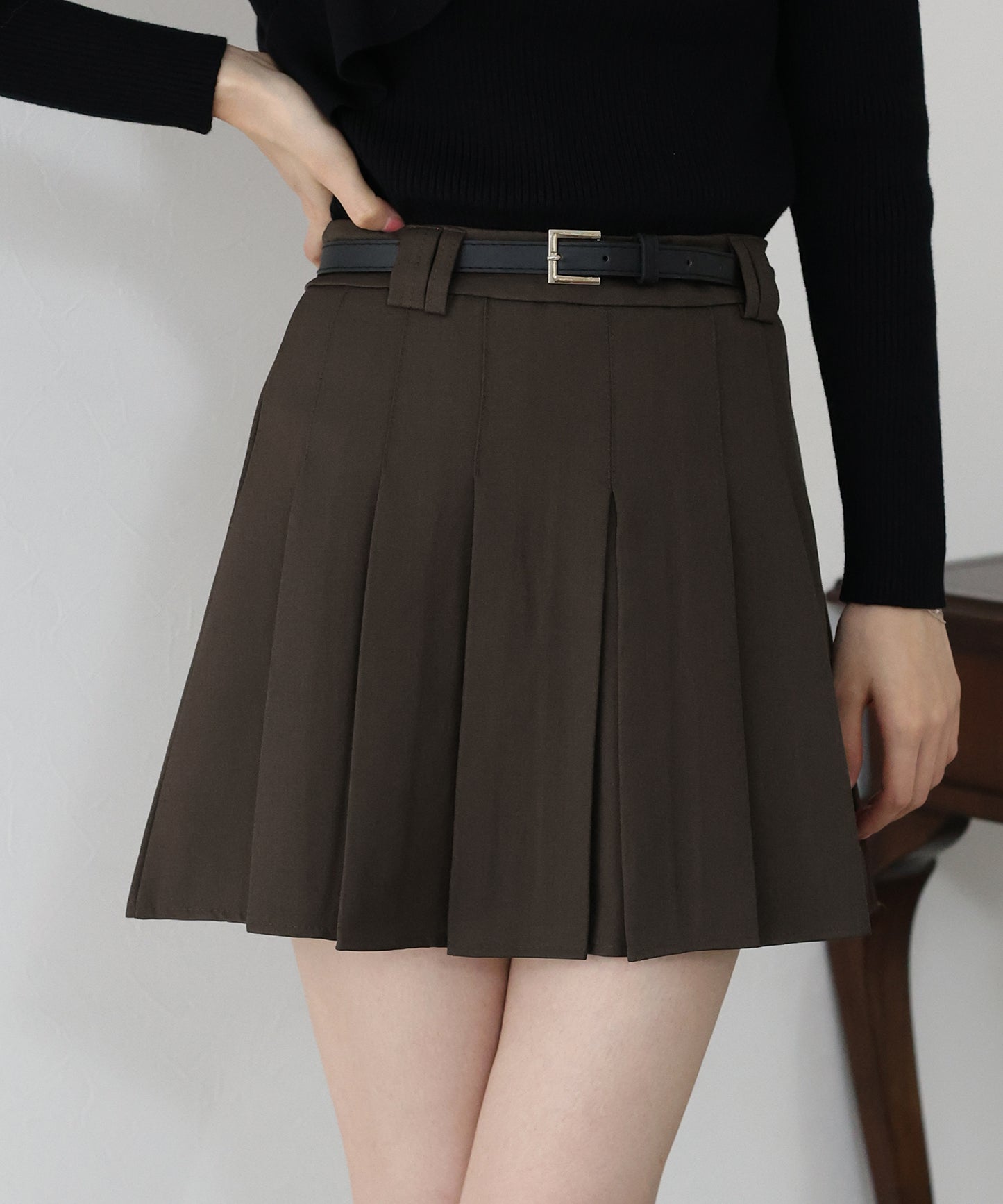 ベルトSETプリーツミニスカート