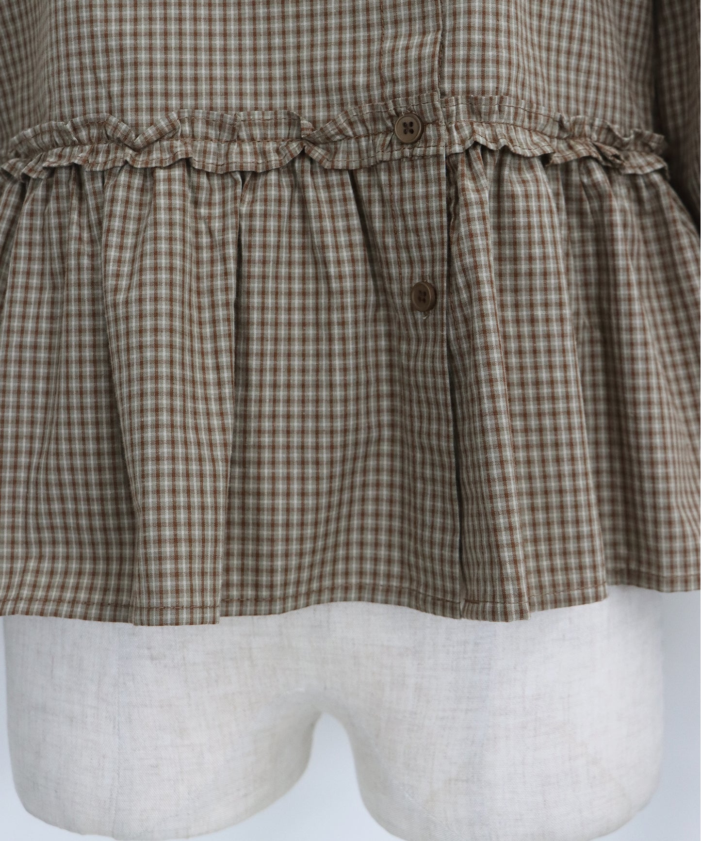 【TIME SALE】チェックリボンペプラムブラウス【ネコポス】