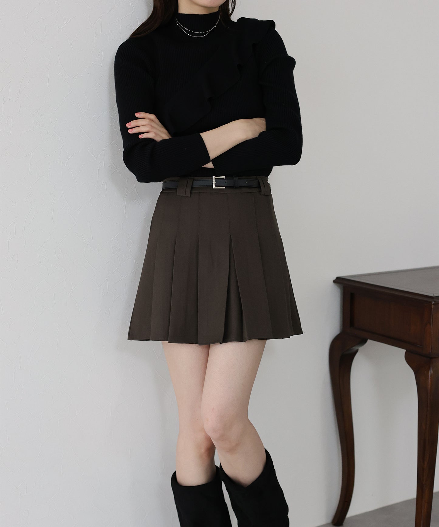 ベルトSETプリーツミニスカート