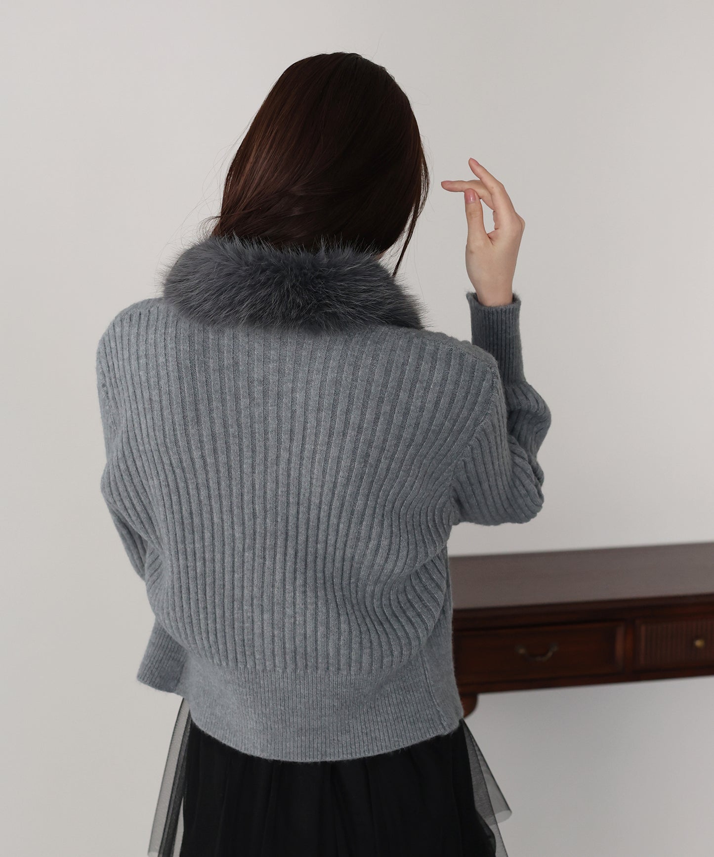 【早割5％OFF】ファー襟ダブルジップニット