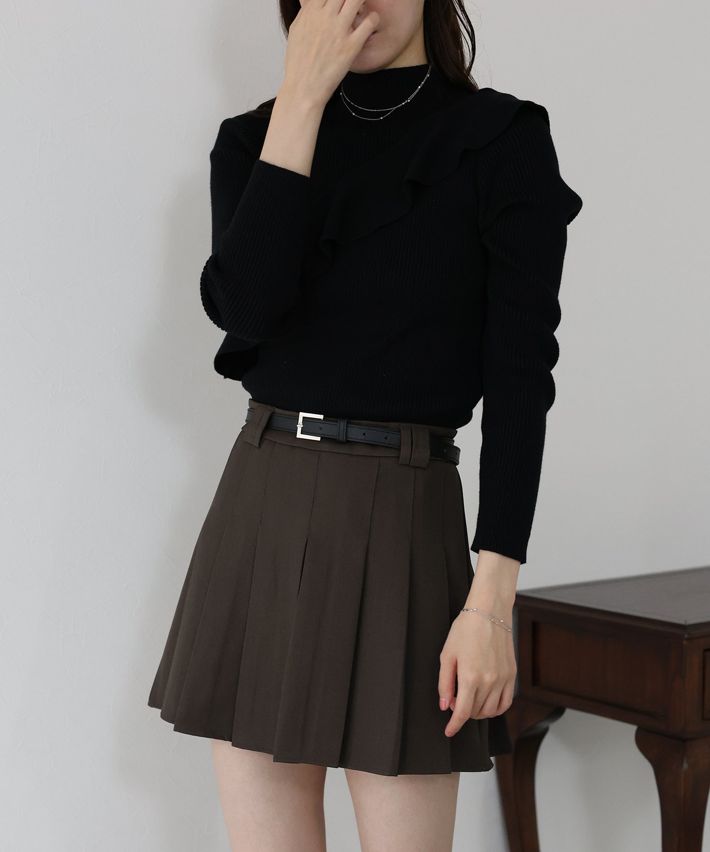 ベルトSETプリーツミニスカート