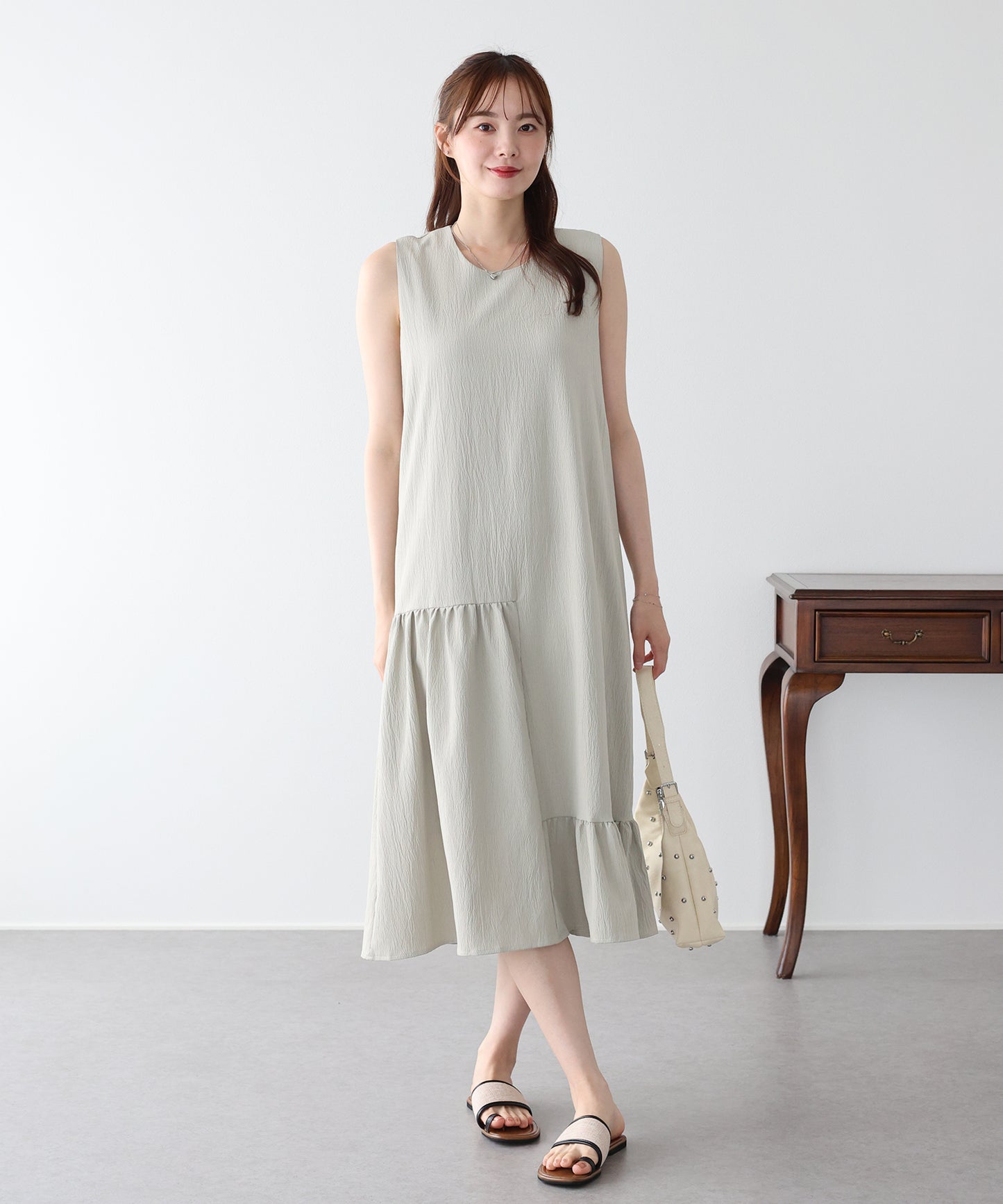 【早割5％OFF】アシンメトリーティアードワンピース