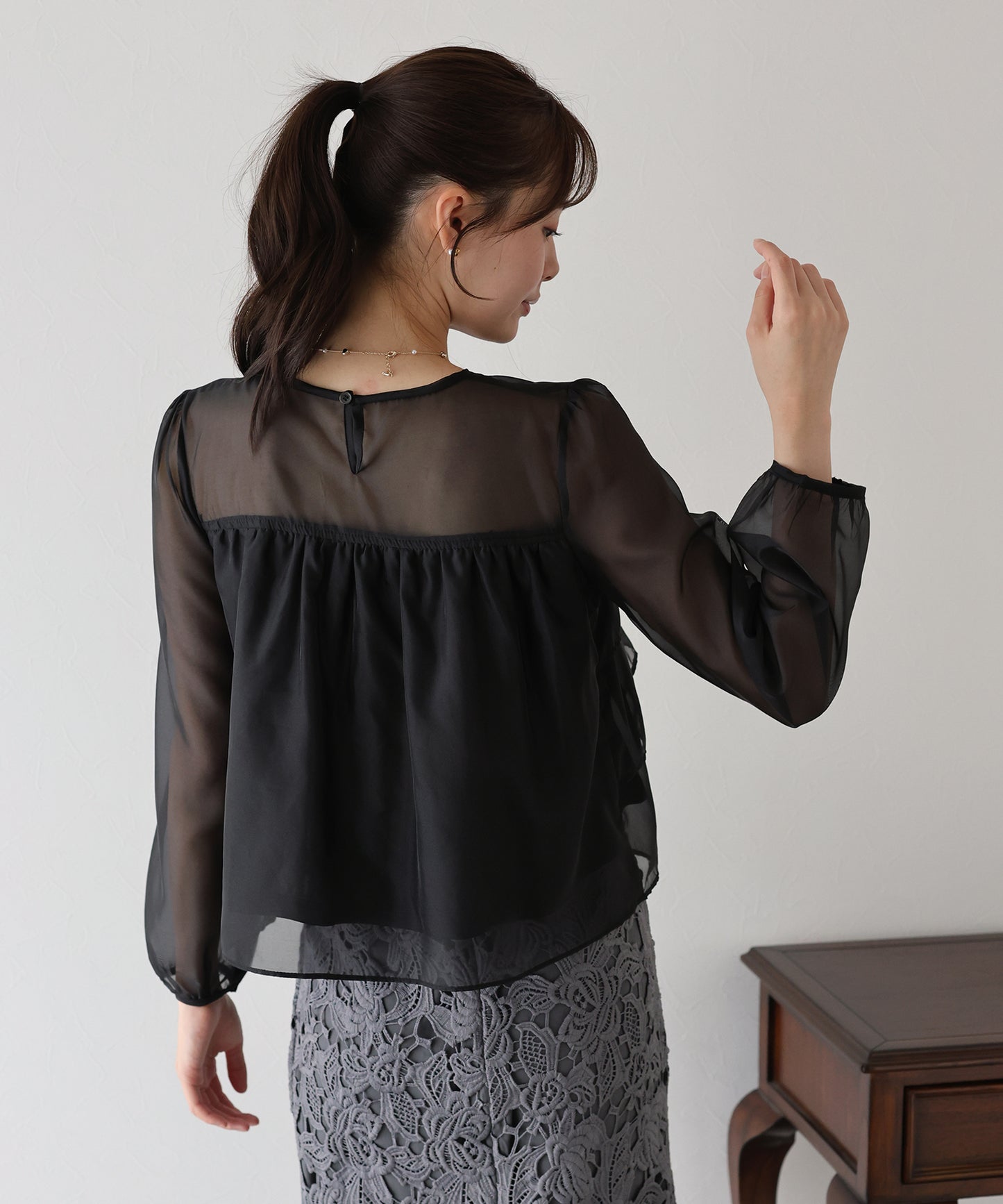 【TIME SALE】シアーティアードブラウス【ネコポス】