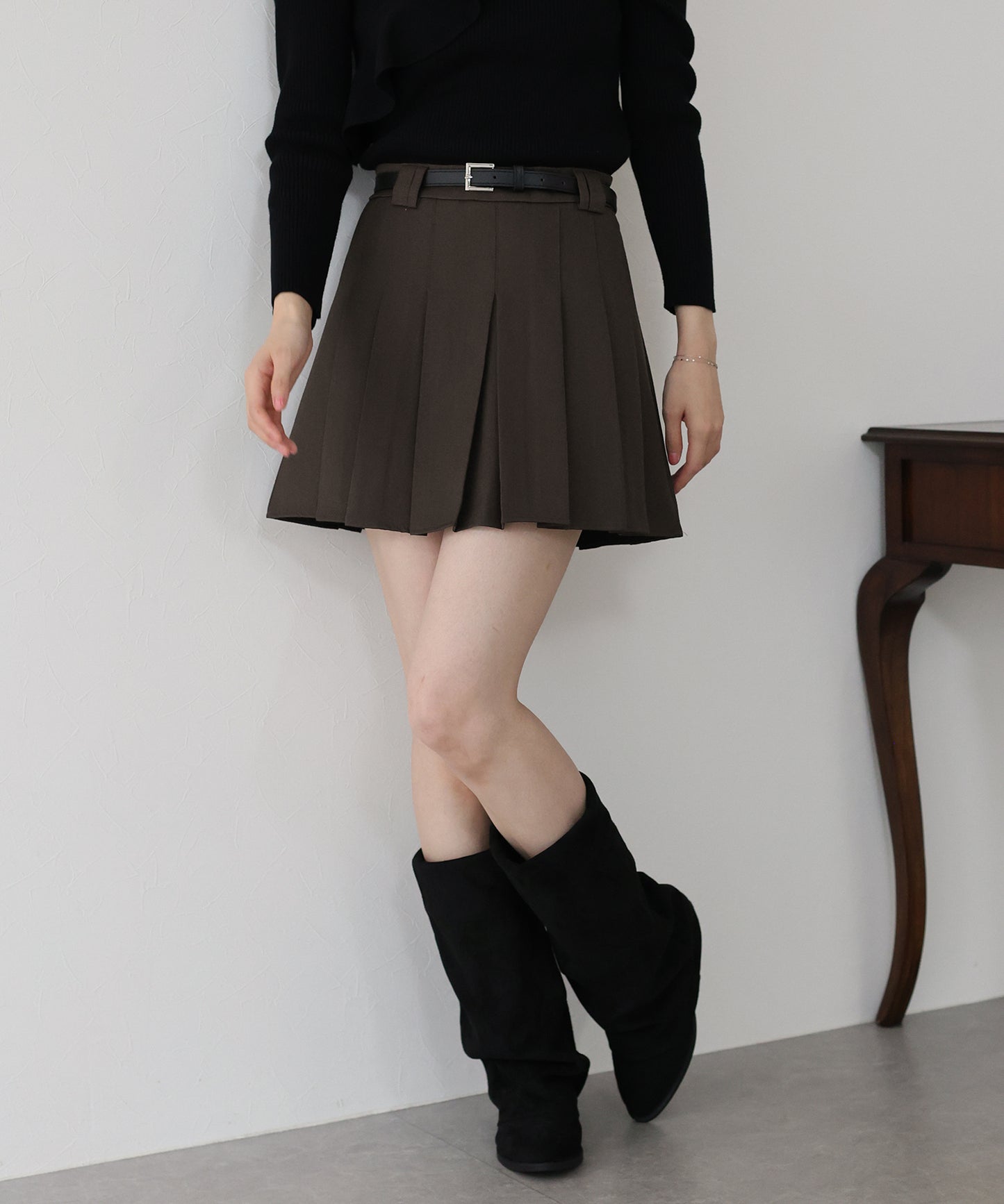 ベルトSETプリーツミニスカート