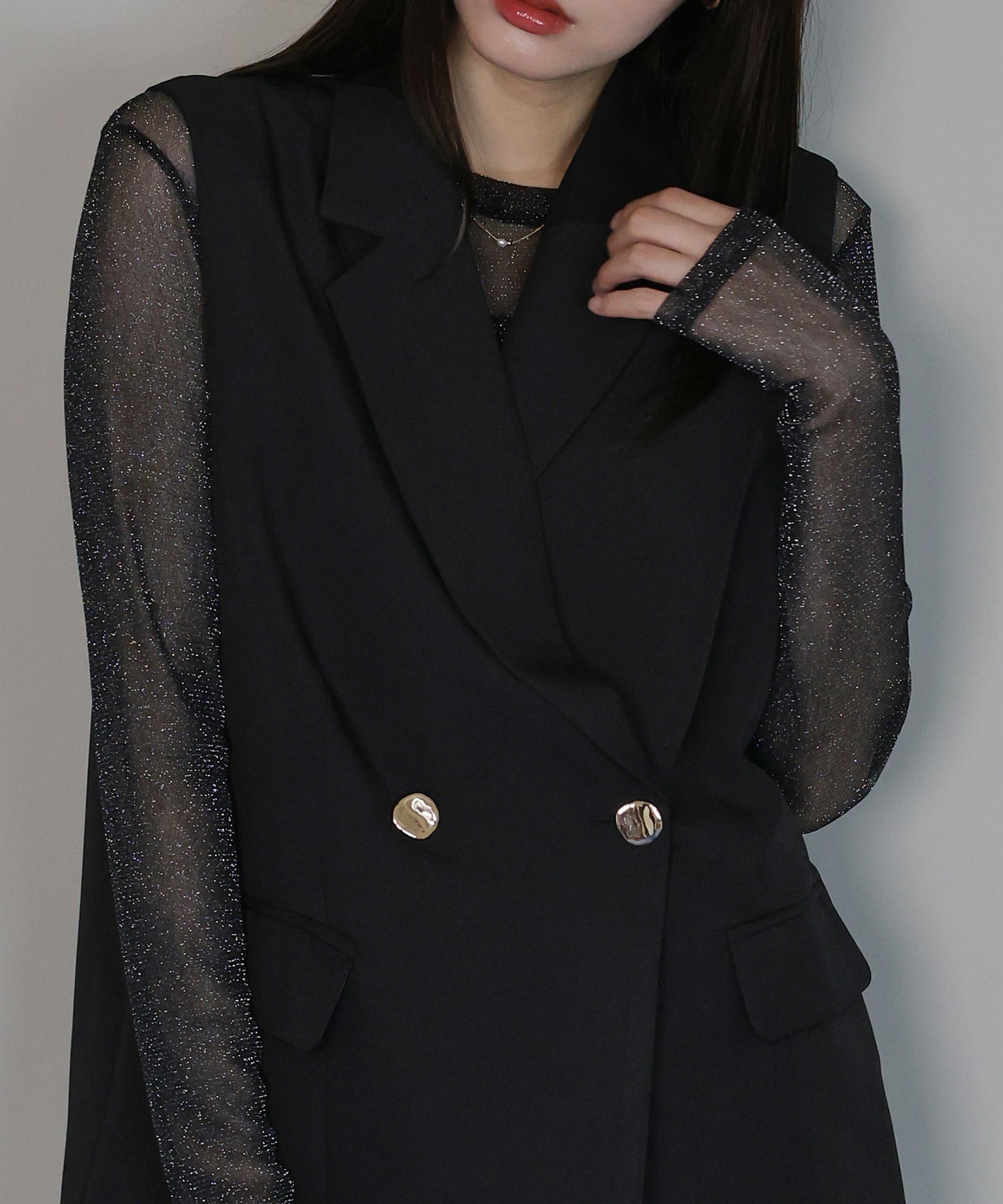 【TIME SALE】ニュアンスボタンテーラードジレ[ J by blue ]