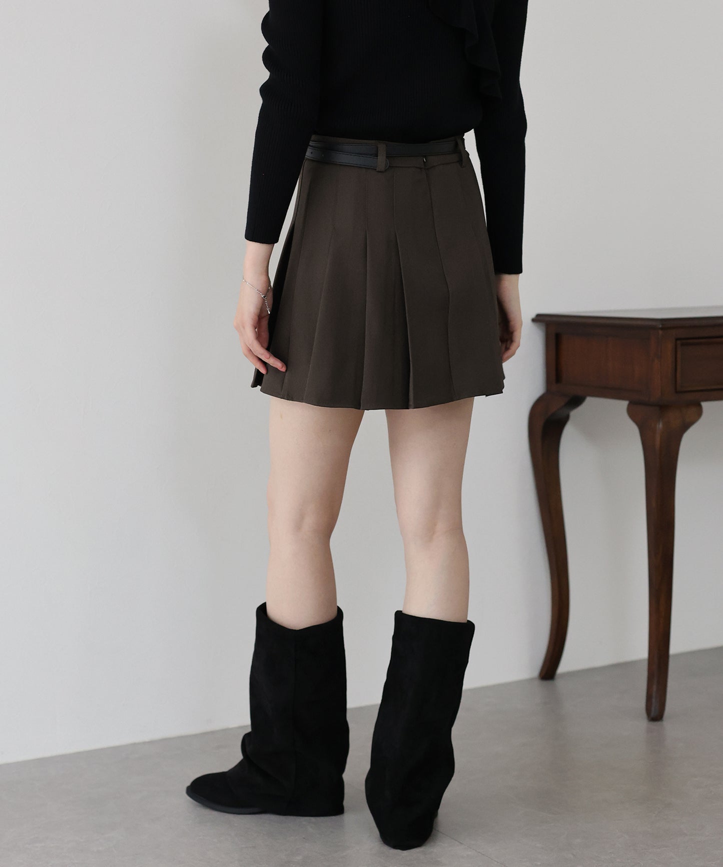 ベルトSETプリーツミニスカート