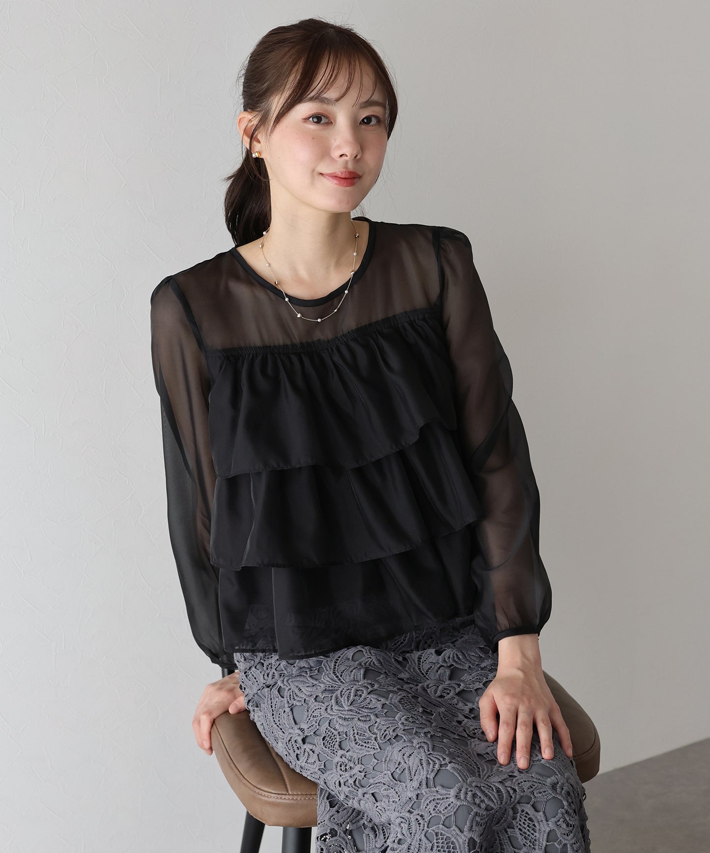 【TIME SALE】シアーティアードブラウス【ネコポス】