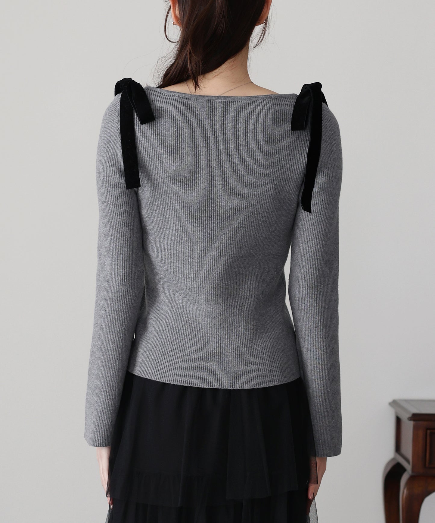 ベロアリボンリブニット