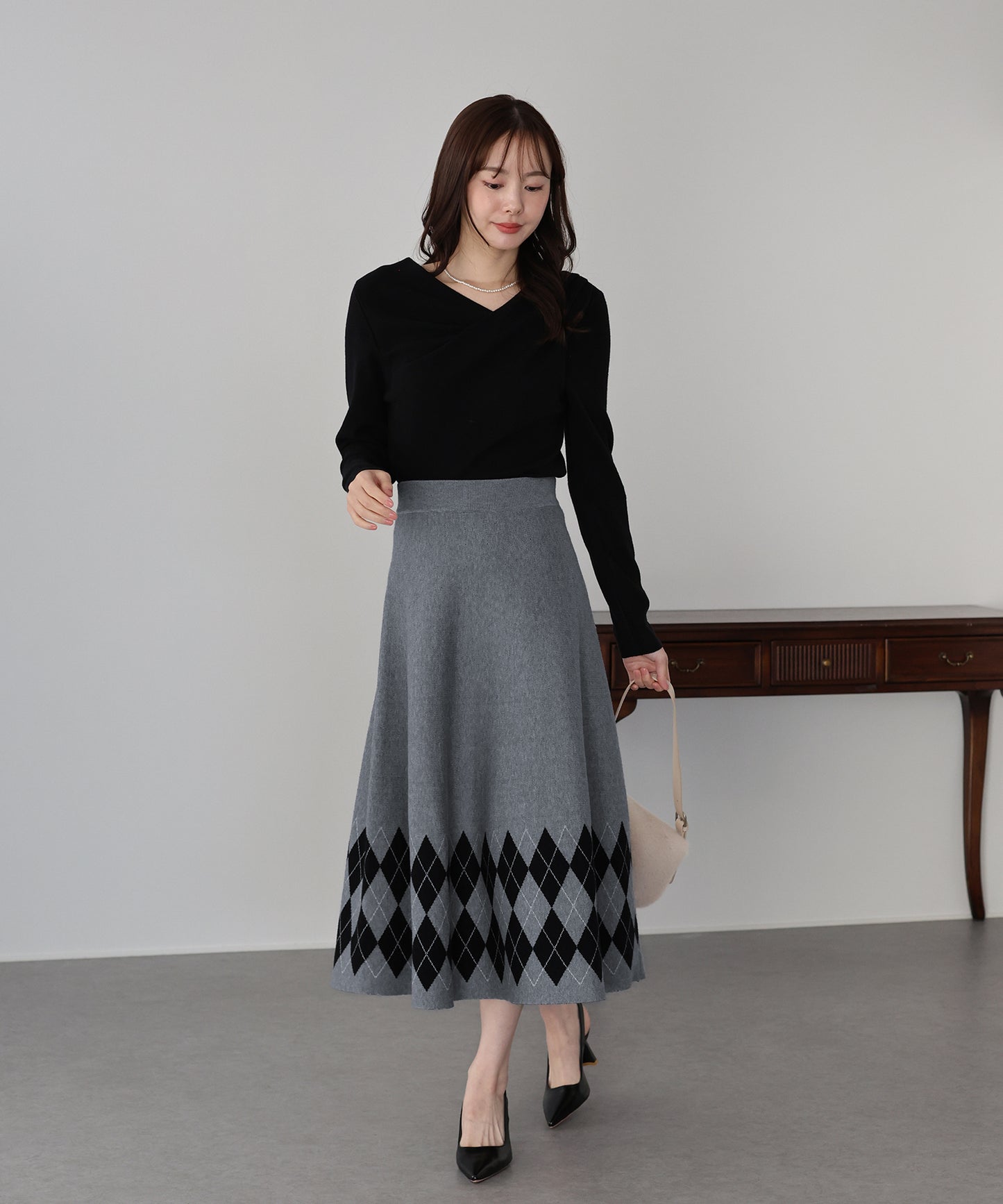 チェック柄ニットスカート