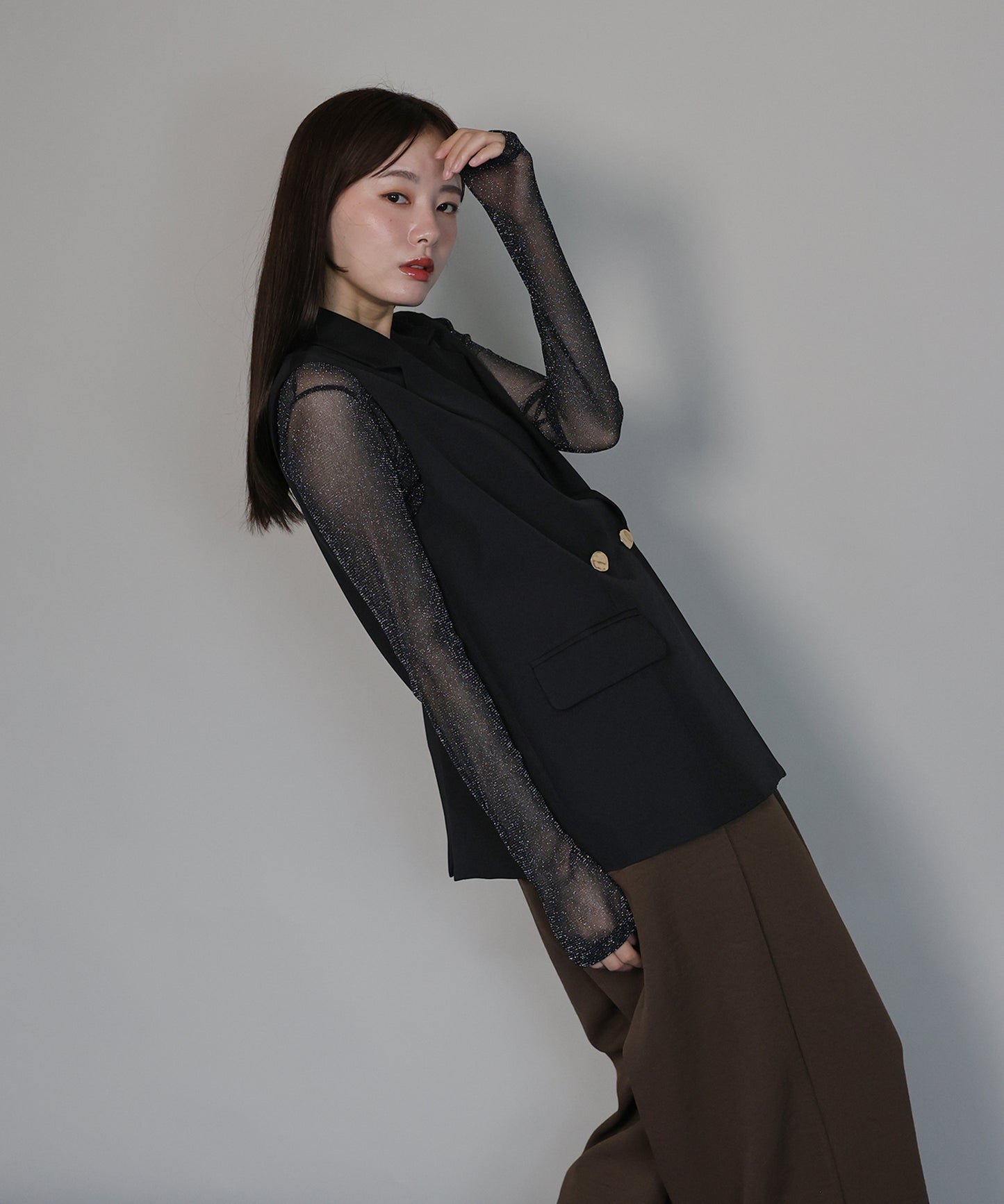 【TIME SALE】ニュアンスボタンテーラードジレ[ J by blue ]