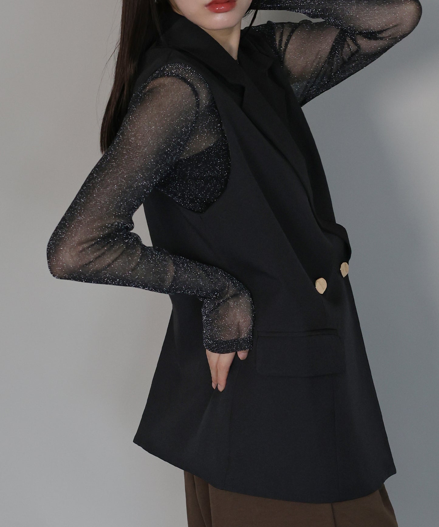 【TIME SALE】ニュアンスボタンテーラードジレ[ J by blue ]