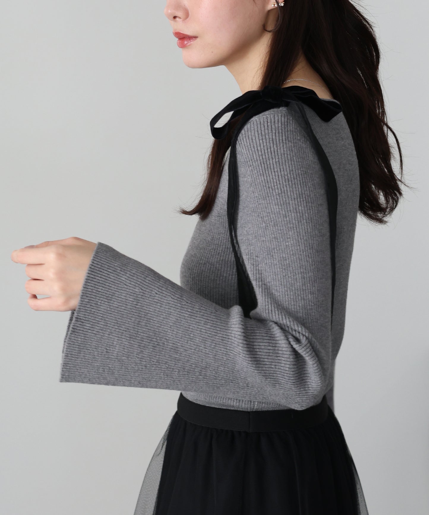 【早割5％OFF】ベロアリボンリブニット