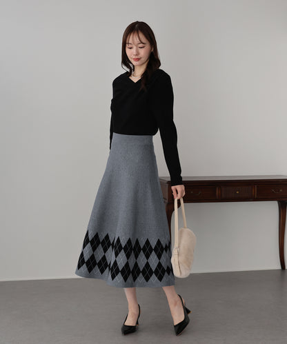 チェック柄ニットスカート