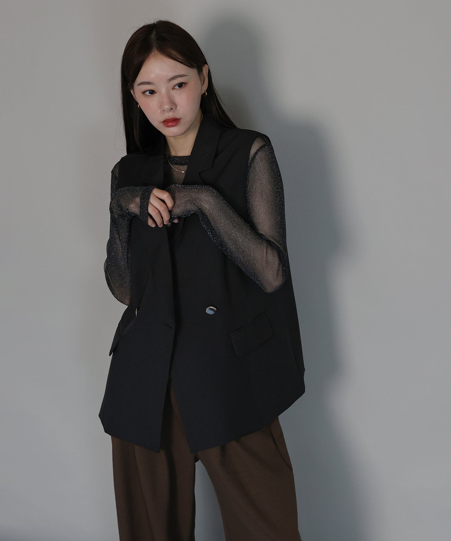 【TIME SALE】ニュアンスボタンテーラードジレ[ J by blue ]