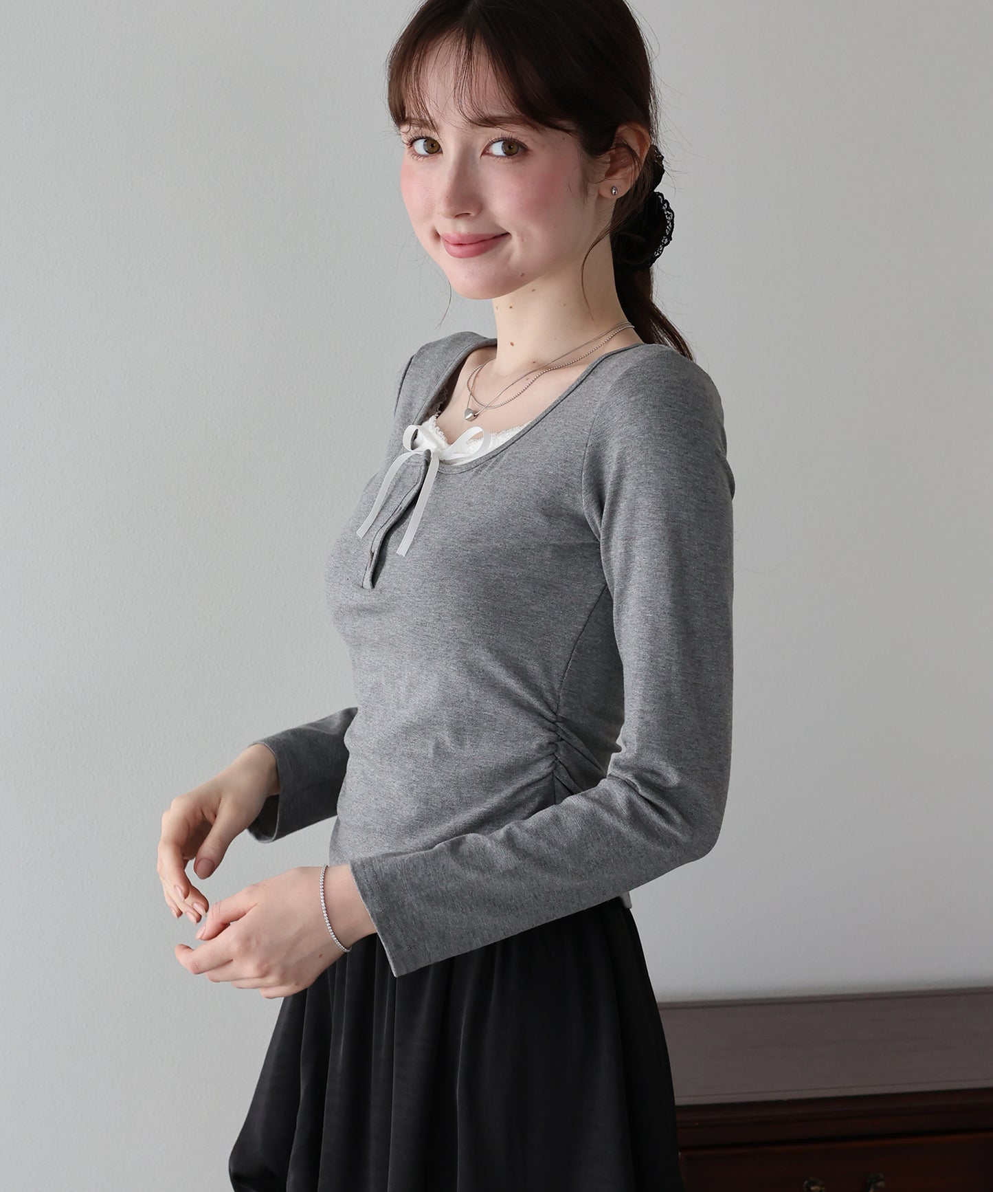 【早割5％OFF】レイヤードヘンリーネックTシャツ【メール便】