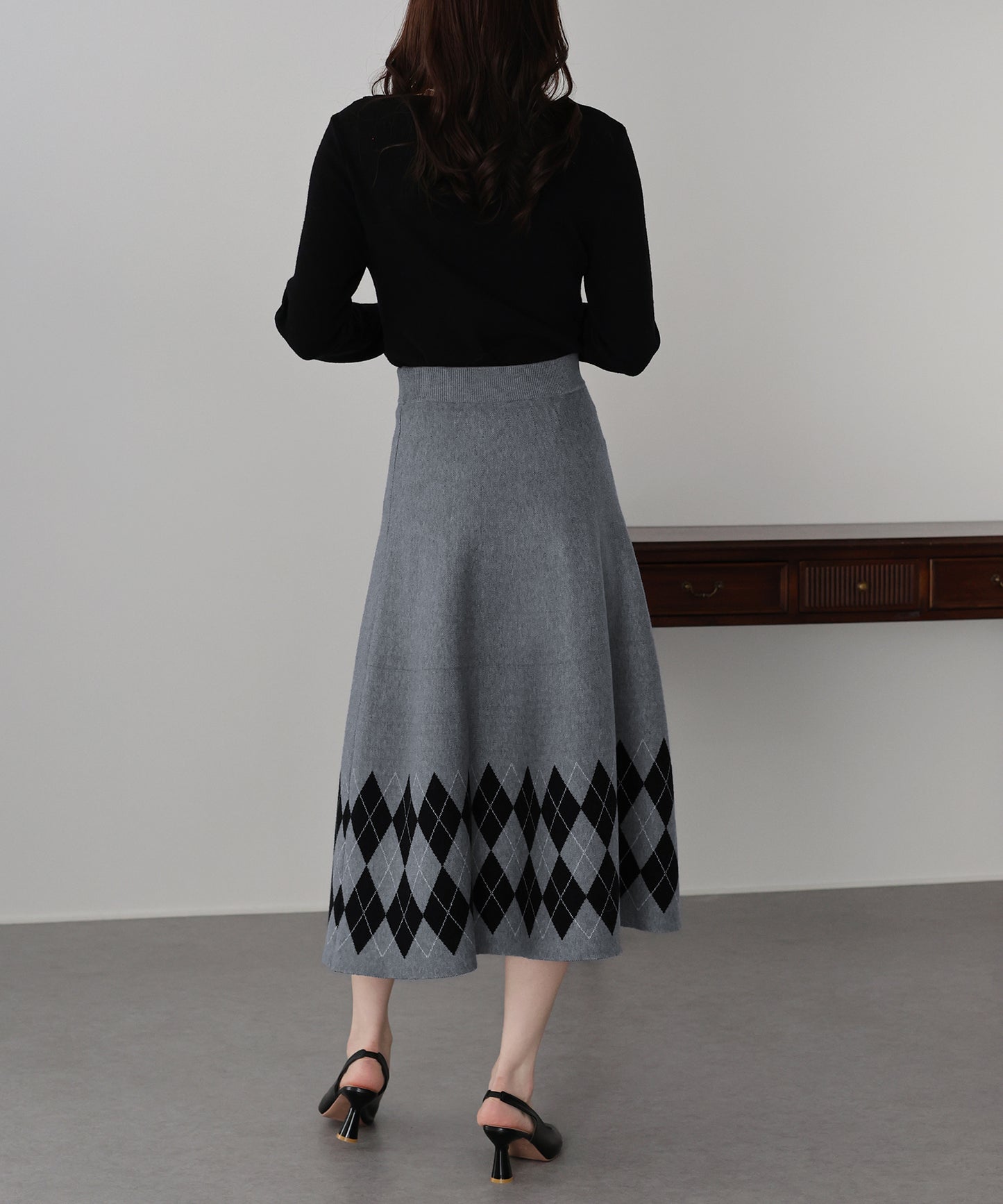 チェック柄ニットスカート
