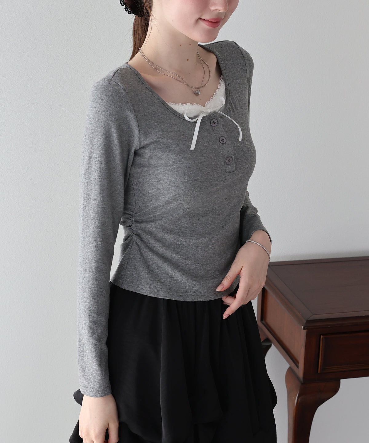 【早割5％OFF】レイヤードヘンリーネックTシャツ【メール便】