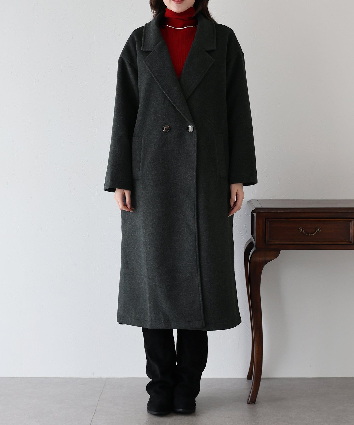 テーラードウールロングコート
