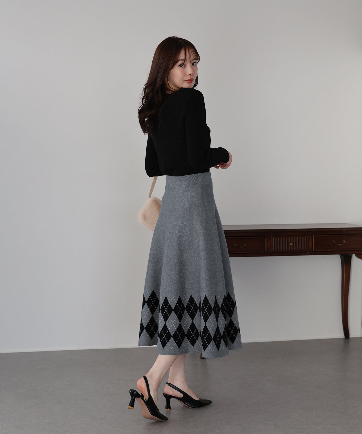 チェック柄ニットスカート