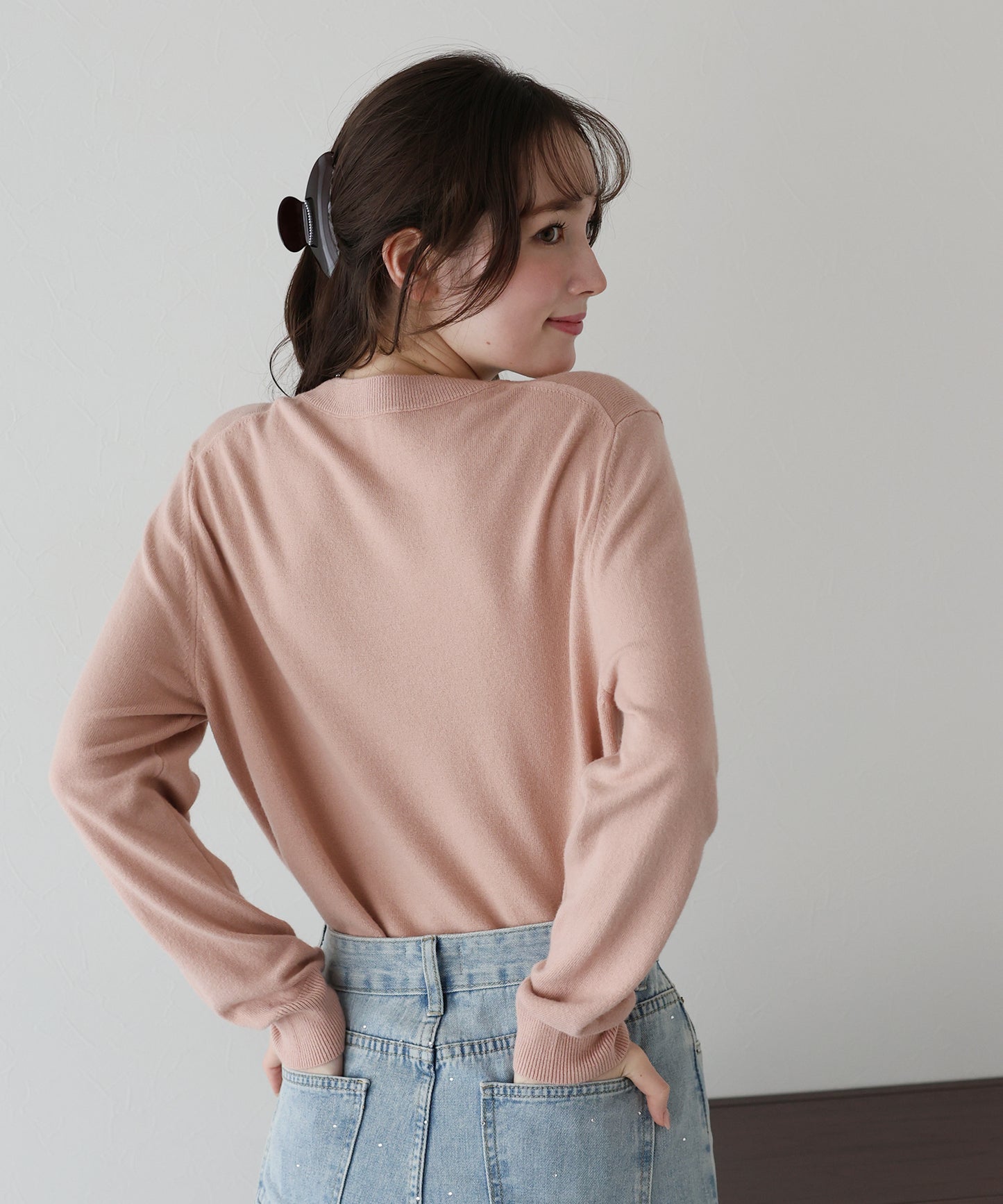 ウール混クルーネックニット