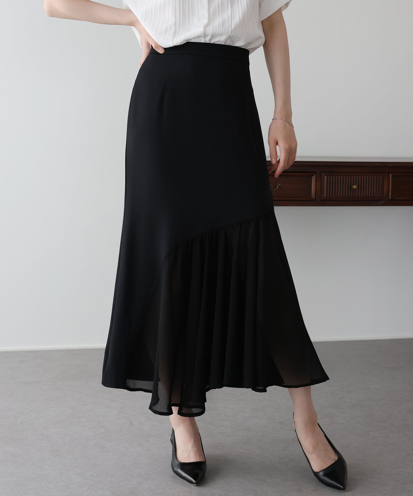 【早割5％OFF】シフォンドッキングスカート