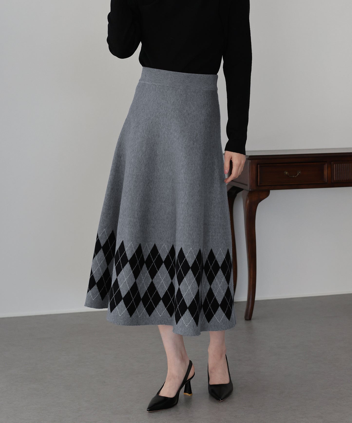 チェック柄ニットスカート