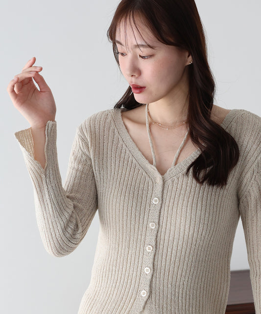 【早割5％OFF】ネックリボンニットカーディガン