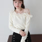 【早割5％OFF】アシンメトリーチュールフリルニット
