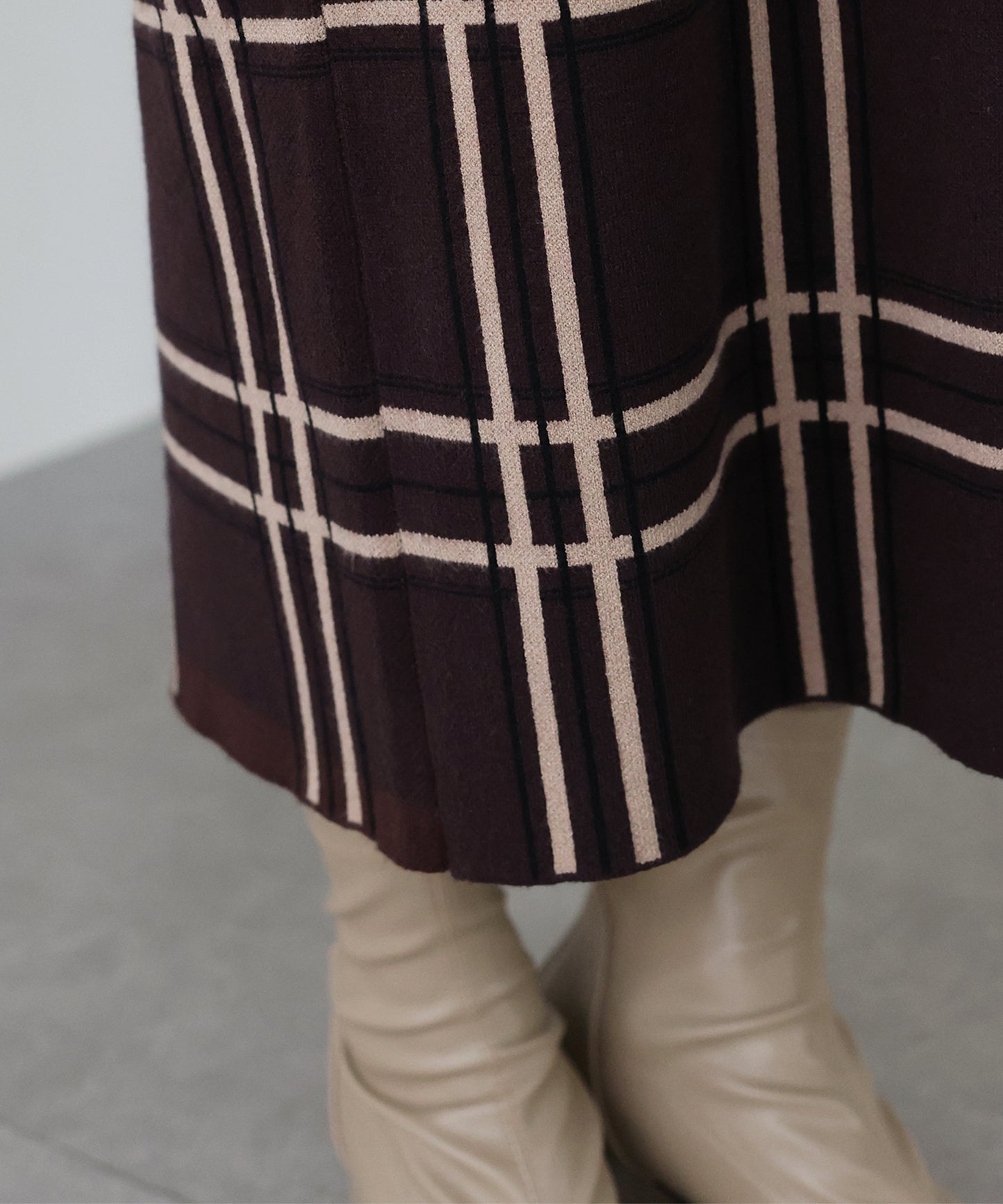 チェックニットタイトスカート