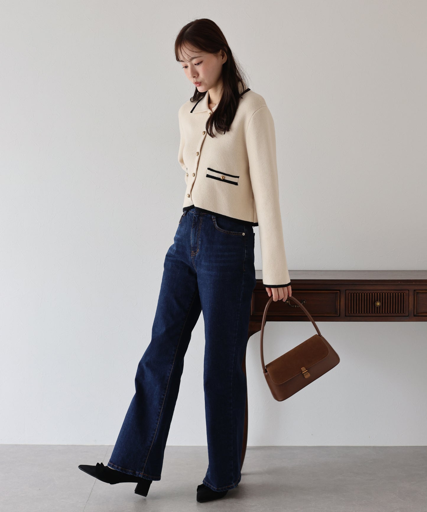 襟付きニットジャケット