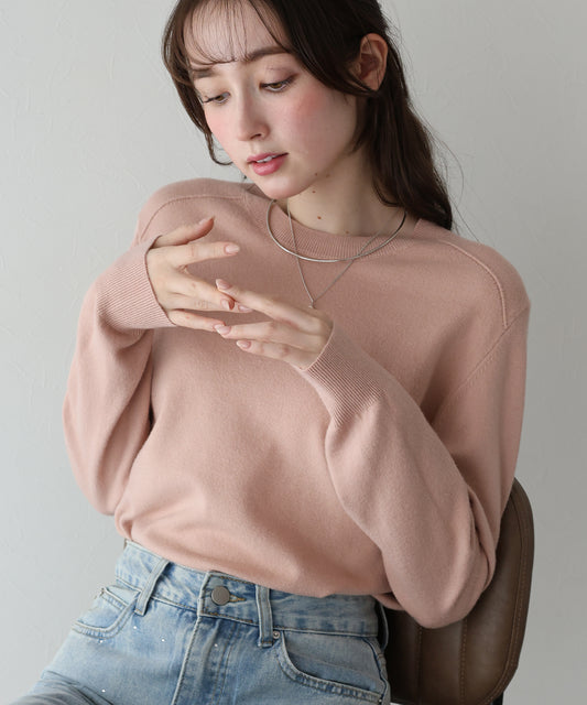 ウール混クルーネックニット