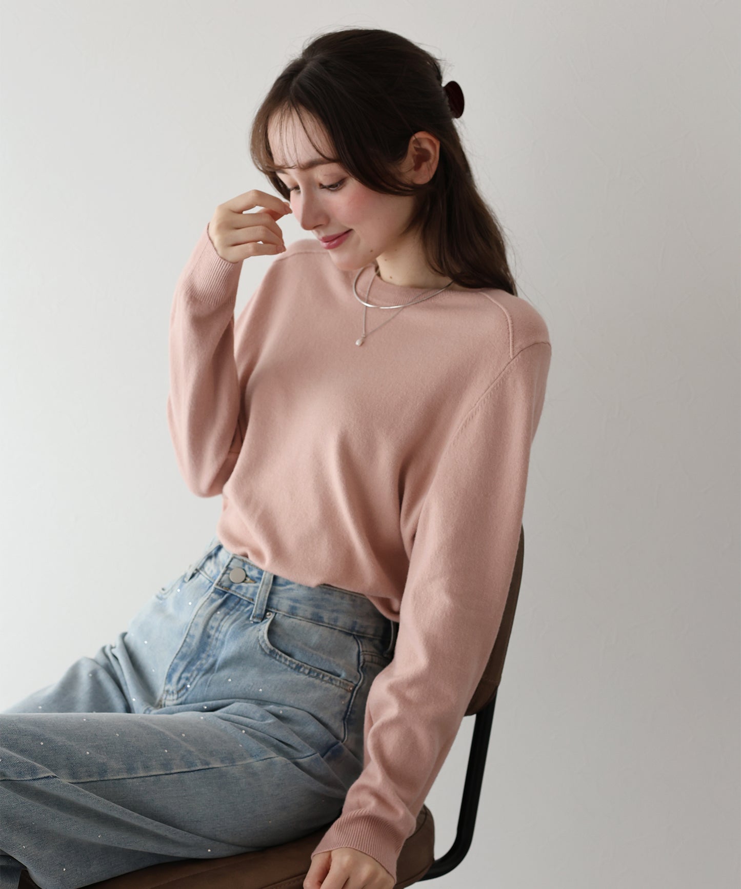 ウール混クルーネックニット