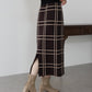 チェックニットタイトスカート