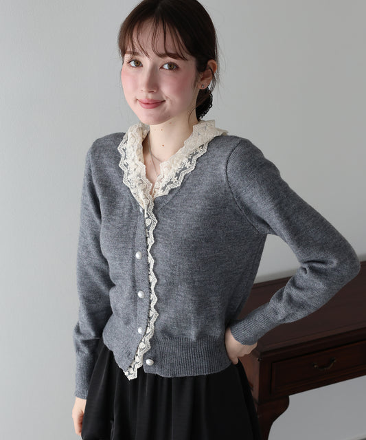 【早割5％OFF】レースフードドッキングカーディガン