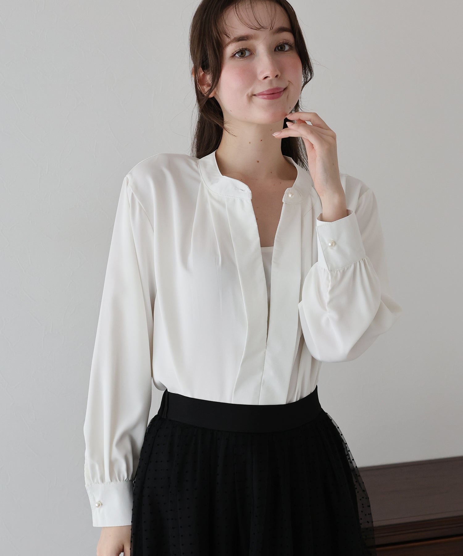 【45R】藍抜き染め ブラウス(サイズ2) 45R】藍抜き染め ブラウス(サイズ2)