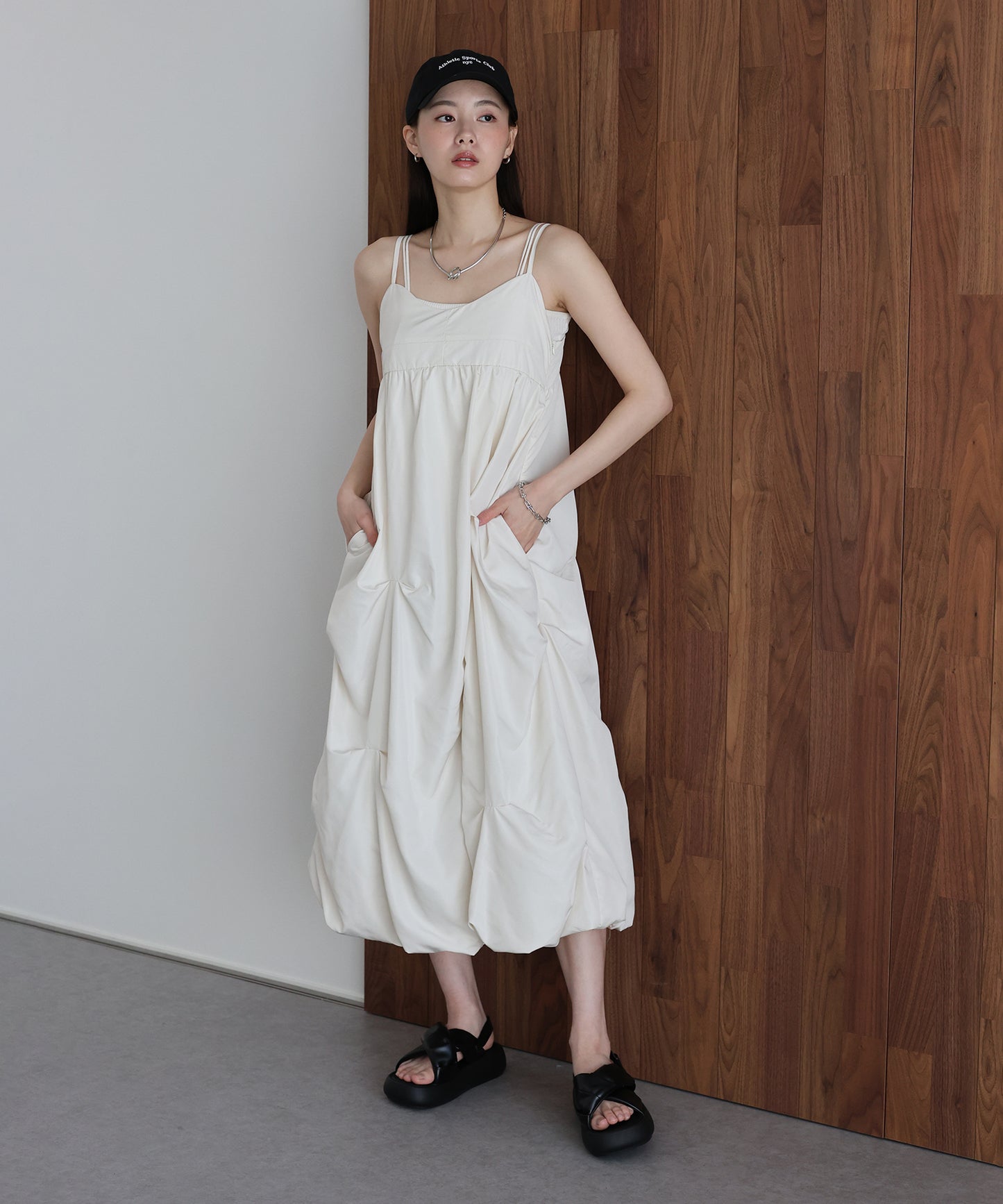 ランダムタックバルーンキャミワンピース