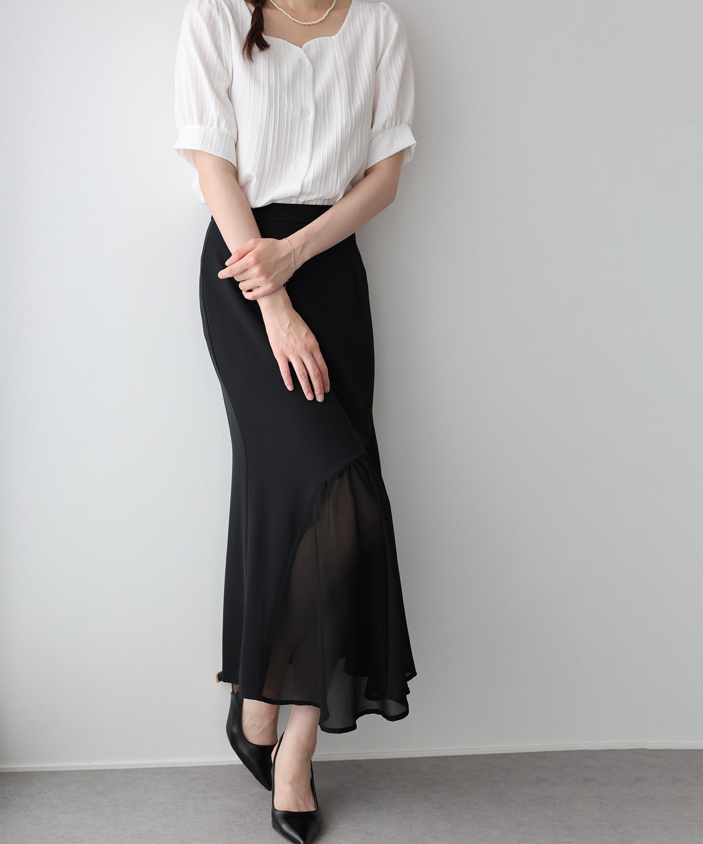 【早割5％OFF】シフォンドッキングスカート