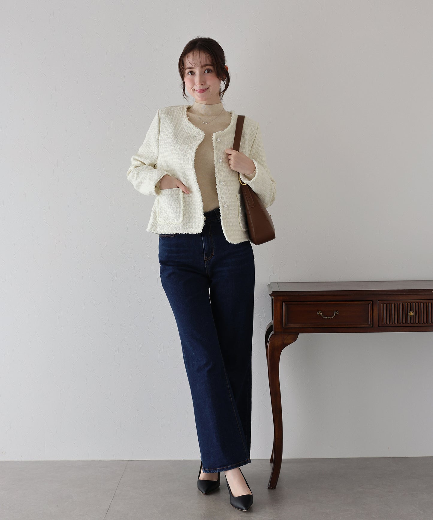 パールボタンツイードジャケット