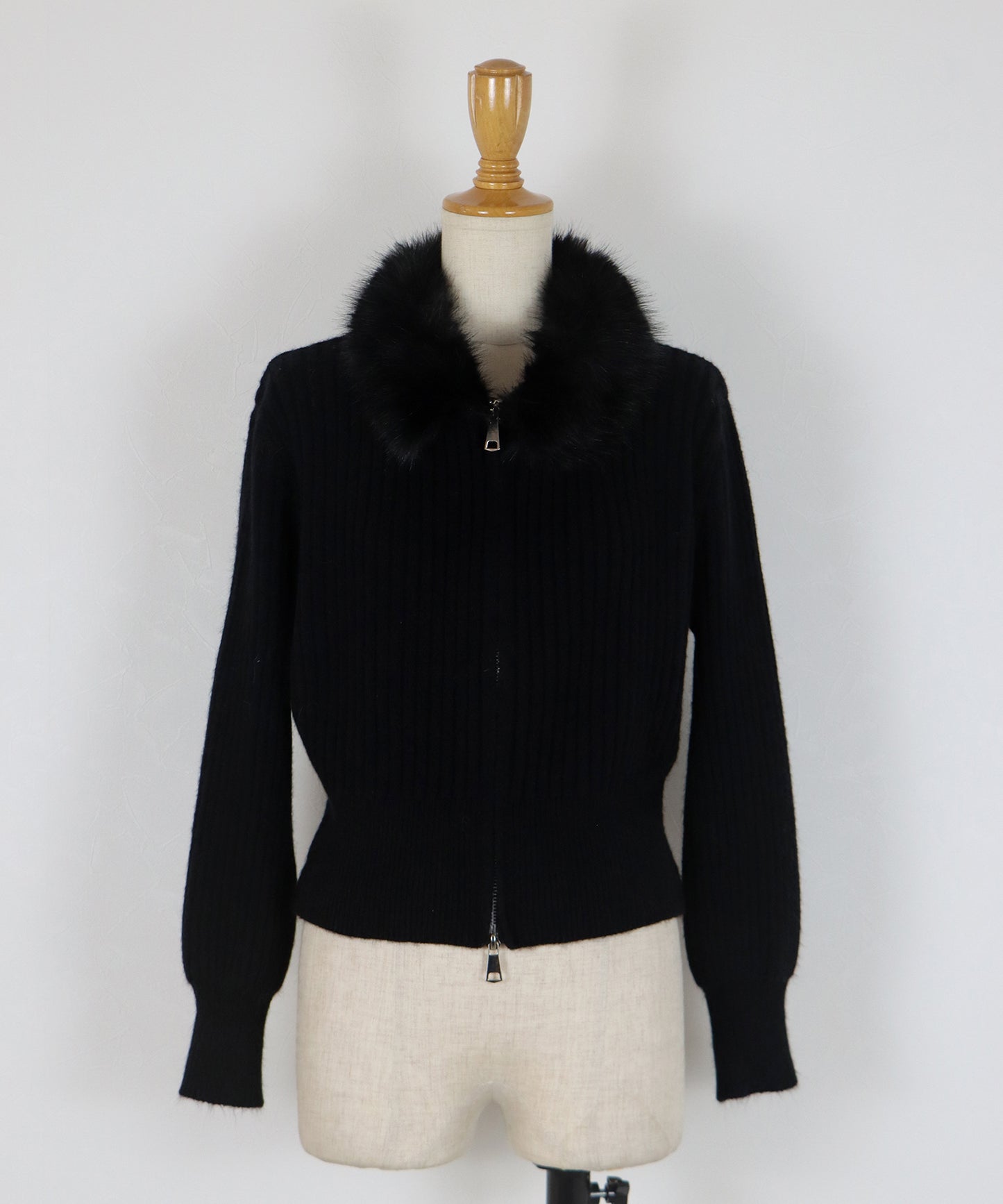 【早割5％OFF】ファー襟ダブルジップニット