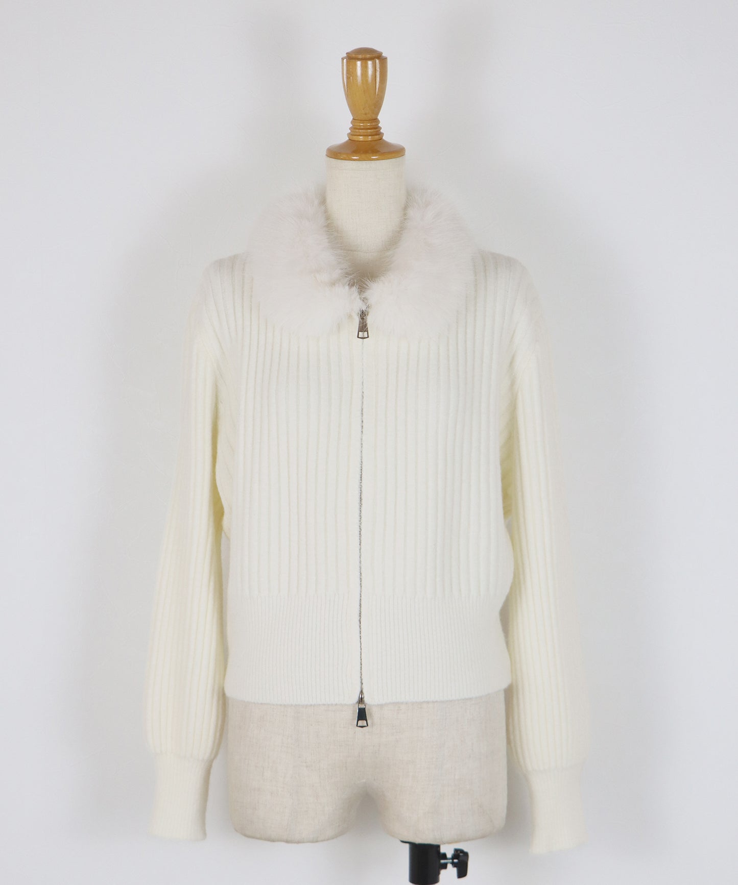 【早割5％OFF】ファー襟ダブルジップニット