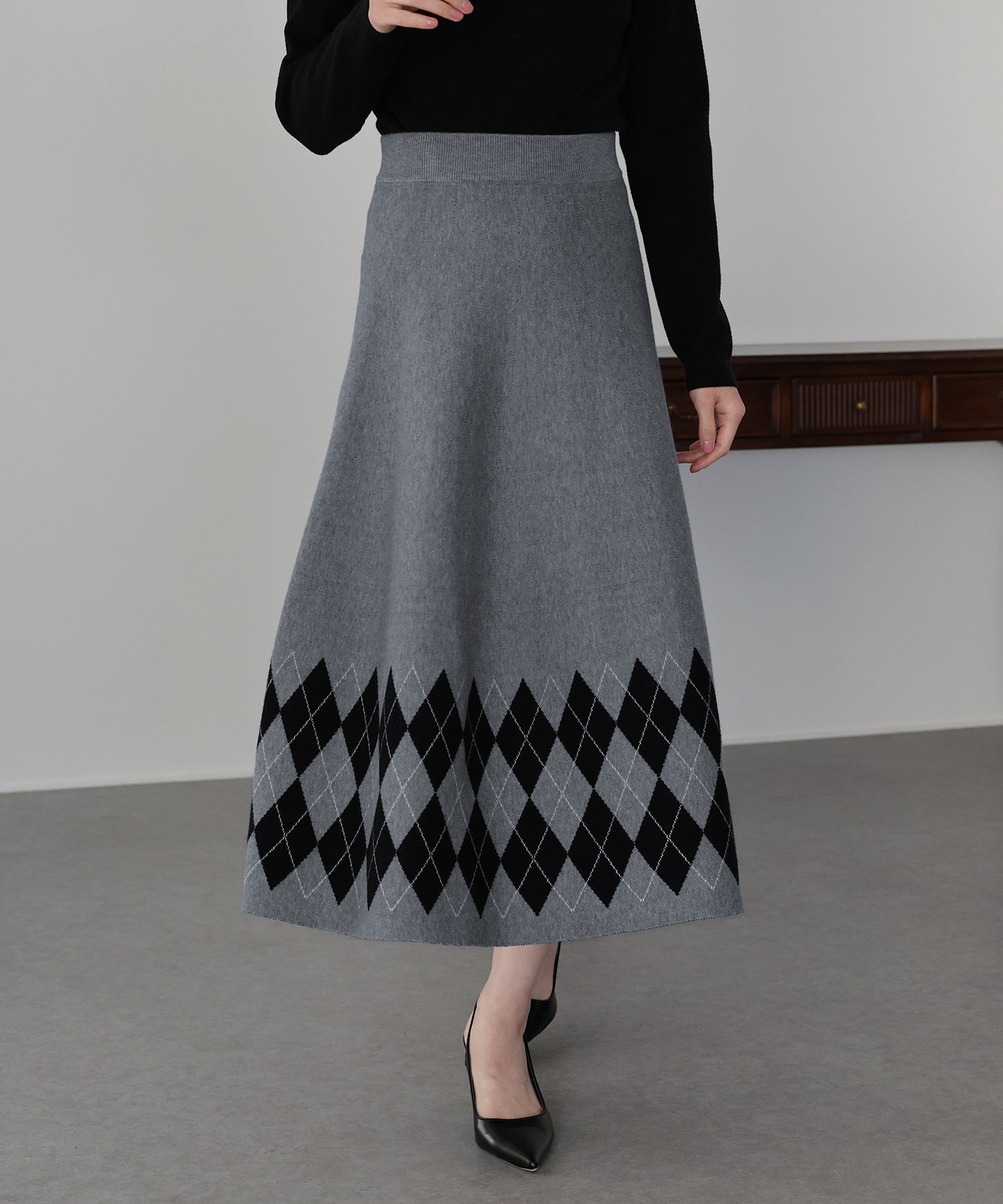 チェック柄ニットスカート