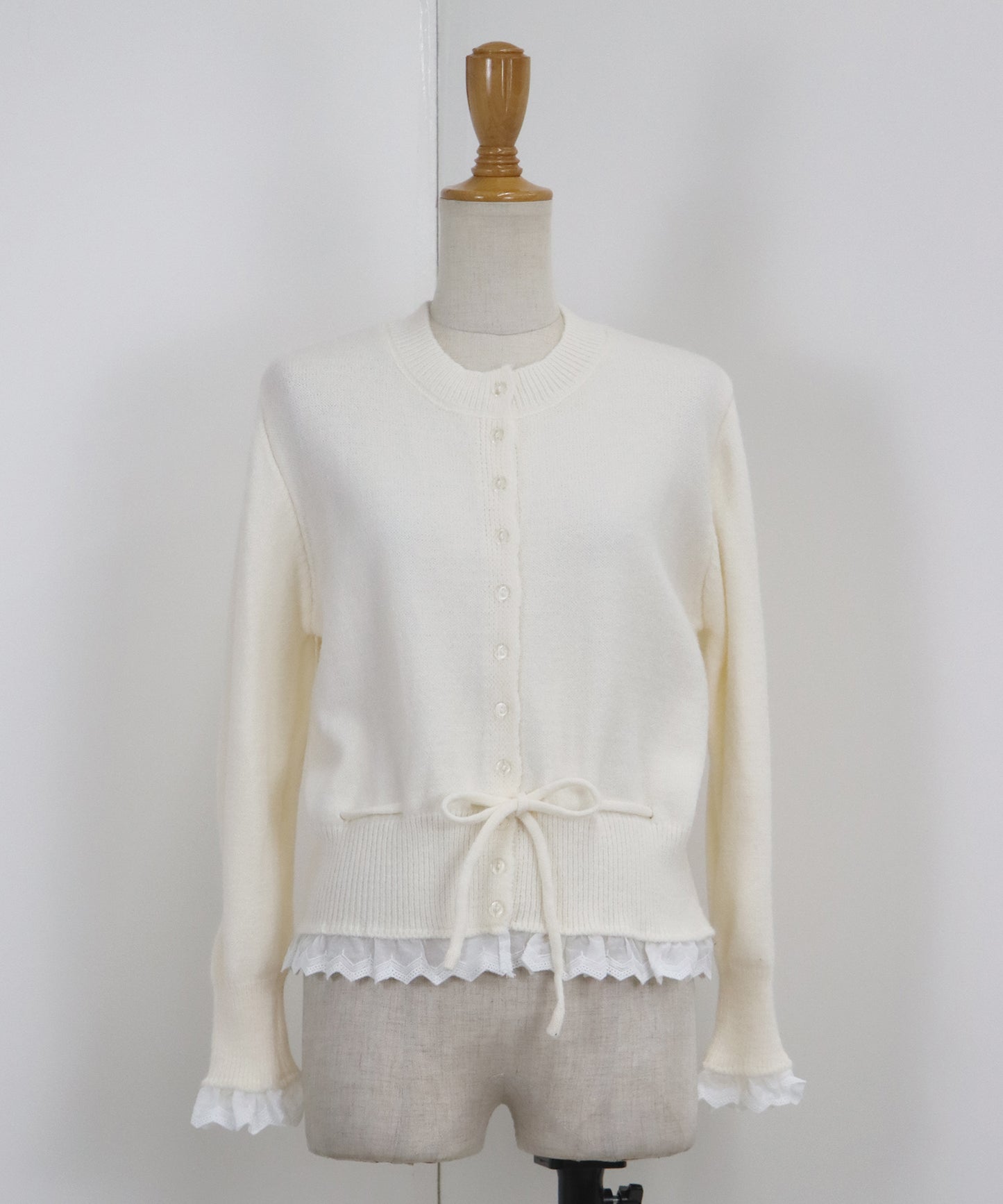 レースドッキングニットカーディガン