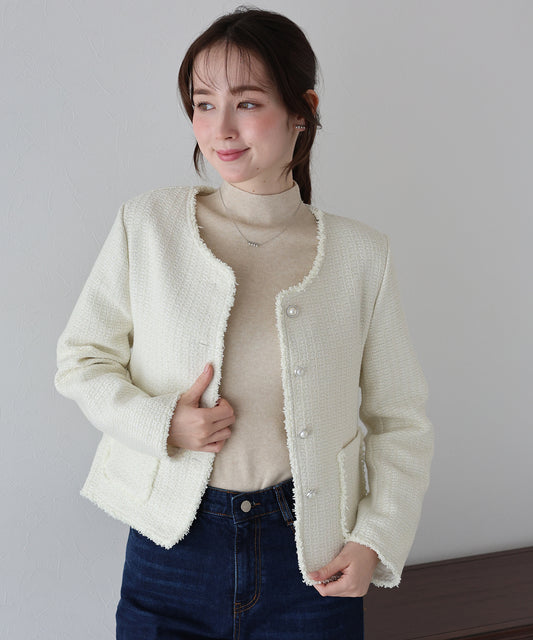 【早割5％OFF】パールボタンツイードジャケット