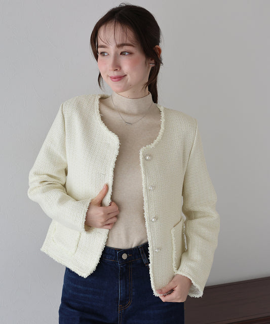 【TIME SALE】パールボタンツイードジャケット